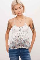 Urban Outfitters Ecote Jodi Floral Babydoll Top,neutral Multi,xs