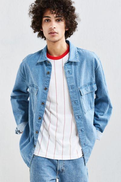 Urban Outfitters Uo Heavyweight Denim Button-down Over Shirt