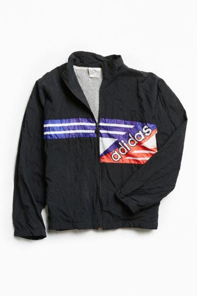 Urban Outfitters Vintage Adidas Flag '90s Prep Sport Windbreaker Jacket