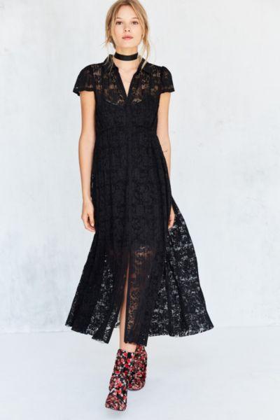 Urban Outfitters Kimchi Blue Kierra Lace Maxi Shirt Dress
