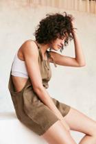 Urban Outfitters Bdg Andy Button-front Tie-strap Shortall,dark Green,s