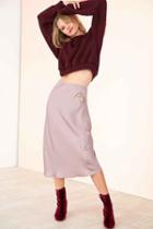 Urban Outfitters Kimchi Blue Heart Patch Satin Slip Midi Skirt,lavender,m