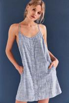 Urban Outfitters Obey Sanders Button-front Chambray Dress,blue Multi,m