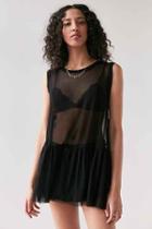 Urban Outfitters Truly Madly Deeply Mesh Babydoll Tank Top,black,m