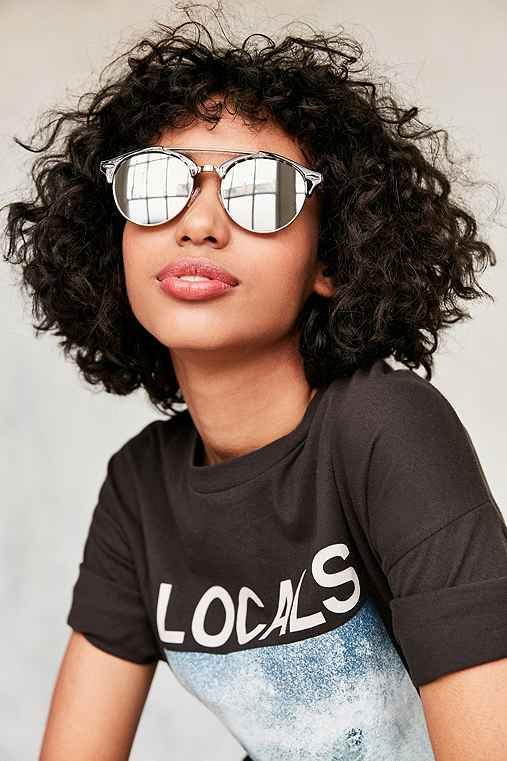 Urban Outfitters St.tropez Half-frame Sunglasses,black Multi,one Size