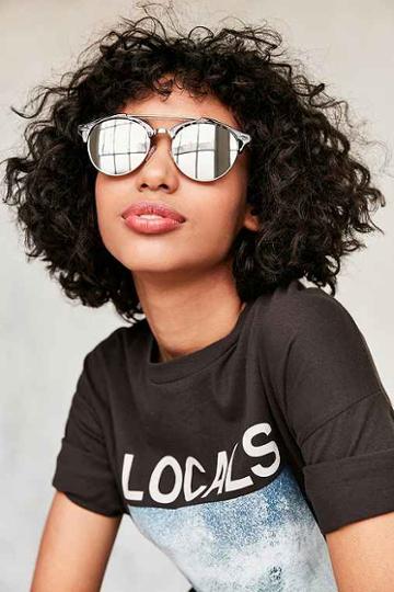 Urban Outfitters St.tropez Half-frame Sunglasses,black Multi,one Size