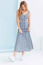 Urban Outfitters Glamorous Cutout Gingham Midi Dress,blue Multi,m