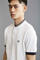 Urban Outfitters Fred Perry Bomber Collar Pique Henley Tee,white,l