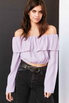Urban Outfitters Silence + Noise Cecilia Ruffle Off-the-shoulder Top,lavender,l