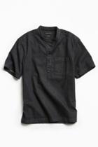 Urban Outfitters Uo Denim Band Collar Short Sleeve Popover Shirt