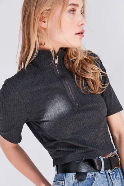Silence + Noise Mavus Half-zip Ribbed Top
