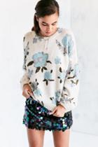 Kimchi Blue Floral Balloon-sleeve Pullover Sweater