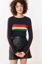 Urban Outfitters Cooperative Rainbow Striped Pullover Sweater,blue Multi,m
