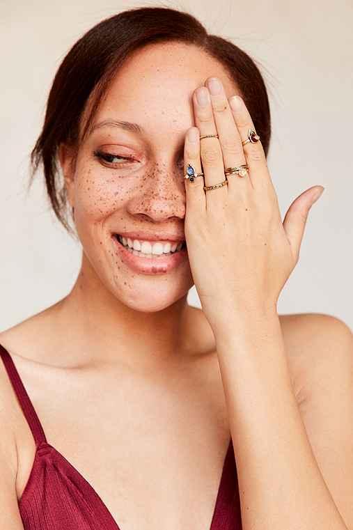 Urban Outfitters Solstice Stone Ring Pack,gold,m/l