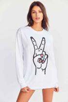 Urban Outfitters Silence + Noise Be At Peace Long Sleeve Tee,white,s