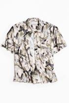 Urban Outfitters Uo Brushstroke Rayon Short Sleeve Button-down Shirt