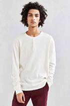 Urban Outfitters Uo Nelson Waffle Thermal Henley Long Sleeve Tee,beige,s
