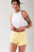 Urban Outfitters Bdg Girlfriend High-rise Denim Short,bright Yellow,24