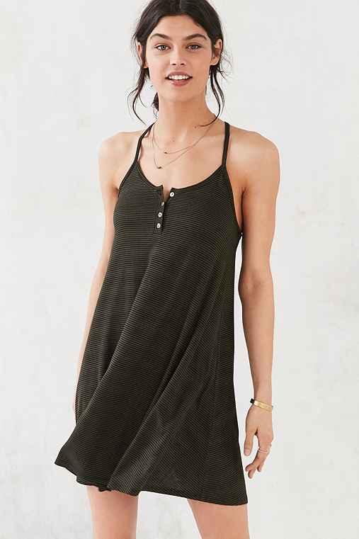 Urban Outfitters Bdg Button-up Strappy Frock Dress,green,xs