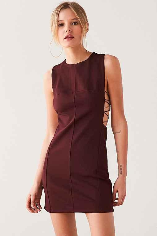 Urban Outfitters Silence + Noise Lexie Crisscross-side Bodycon Mini Dress,plum,l