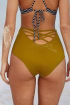 Urban Outfitters Out From Under Strappy Back High-waisted Bikini Bottom,khaki,s