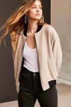 Urban Outfitters Urban Renewal Remade Cozy Bomber Jacket,tan,l
