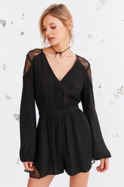 Kimchi Blue Lyle Gothic Lace Tie-back Romper