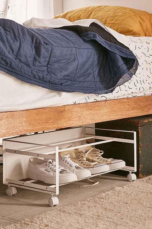 Urban Outfitters Frame Rolling Shoe Rack,white,one Size
