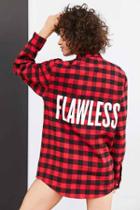 Urban Outfitters Beyonce Flawless Buffalo Check Flannel Shirt,red,l
