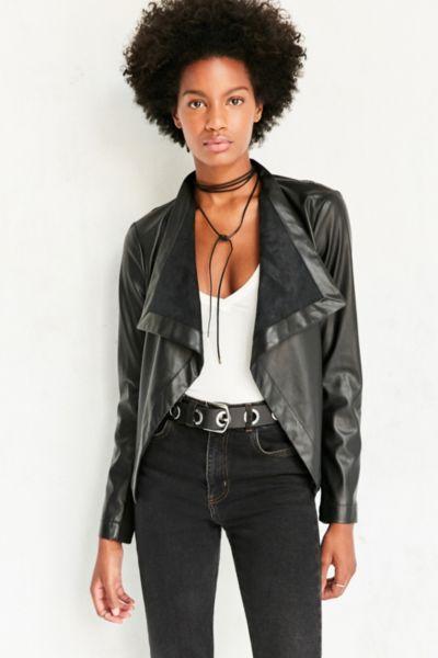 Urban Outfitters Bb Dakota Vegan Leather Waterfall Jacket