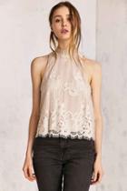Urban Outfitters Kimchi Blue Tilly Lace Mock-neck Top,ivory,m