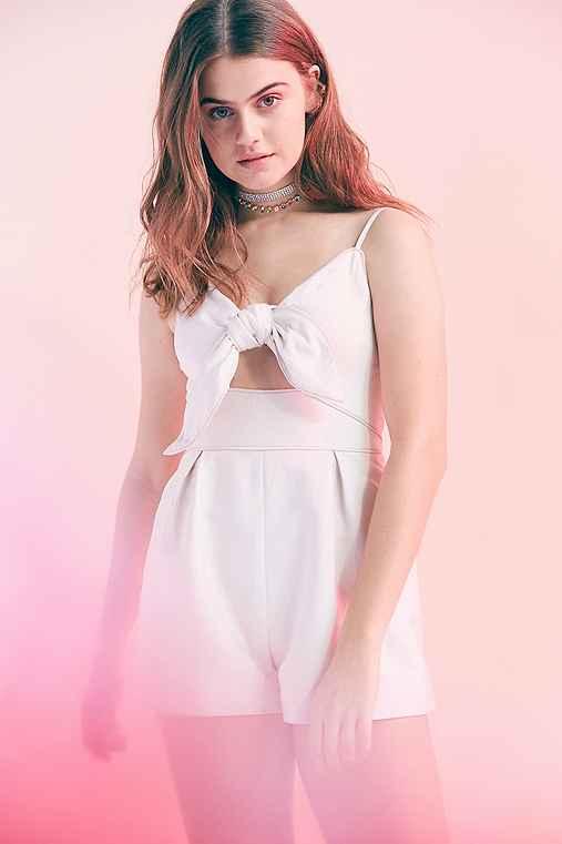 Urban Outfitters Keepsake Coming Home Cutout Tie-front Romper,cream,xs