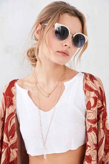 Urban Outfitters Goldendaze Round Cat-eye Sunglasses,white,one Size