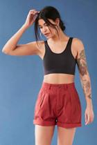 Urban Outfitters Bdg Jessie Pleated Twill High-rise Short,red,8