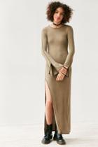 Silence + Noise Massima Rib Knit Bell-sleeve Maxi Dress