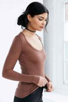 Urban Outfitters Truly Madly Deeply Around Town Long-sleeve Tee,maroon,m