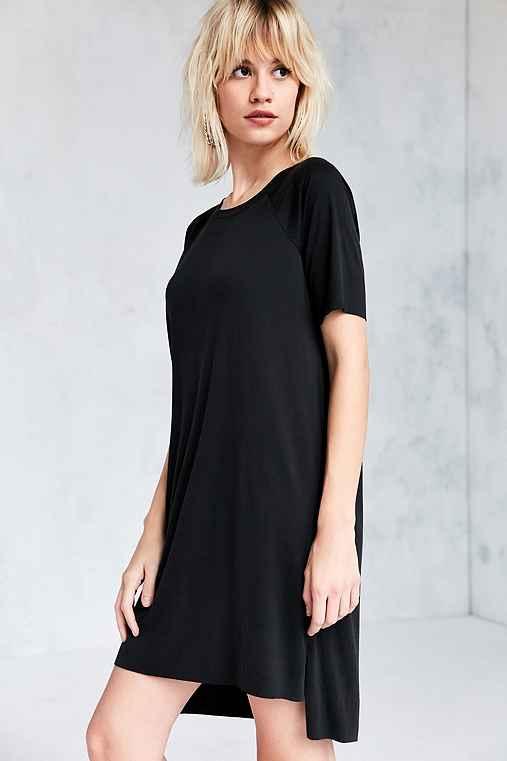 Urban Outfitters Silence + Noise Ribbed Mini T-shirt Dress,black,l