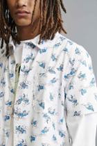 Urban Outfitters Novelty Donald Duck Short Sleeve Button-down Shirt,white,l