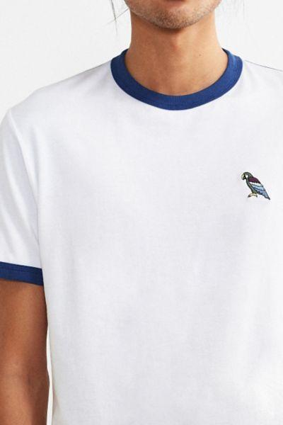 Urban Outfitters Uo Embroidered Parrot Ringer Tee