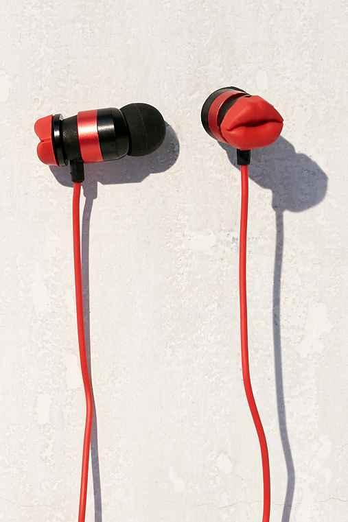 Urban Outfitters Kiss Don't Tell Earbud Headphones,red,one Size