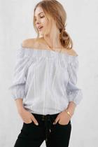 Urban Outfitters Bdg Button-front Off-the-shoulder Blouse,navy,xs
