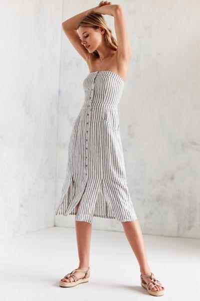 Cooperative Tiffany Button-down Strapless Midi Dress