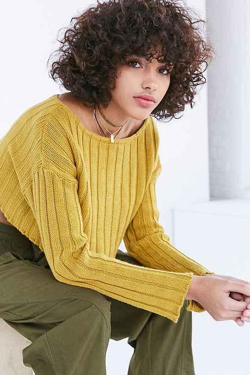 Urban Outfitters Silence + Noise Kylie Ribbed Crop Sweater,bright Green,l
