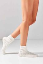 Urban Outfitters Out From Under Fuzzy Ribbed Slouchy Sock,cream,one Size