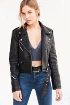 Urban Outfitters Silence + Noise Pebbled Belted Moto Jacket