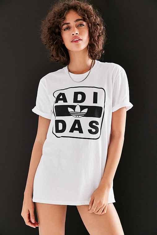 Urban Outfitters Adidas Originals + Uo Stenciled Logo Tee,white,l