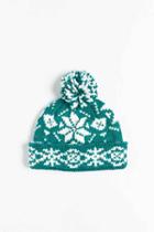 Urban Outfitters Snowflake Pom Beanie,green,one Size