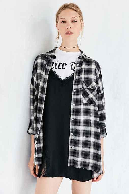Urban Outfitters Bdg Shannen Plaid Button-down Shirt,black Multi,xs