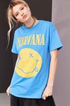 Urban Outfitters Nirvana Smiley Tee,blue,xs