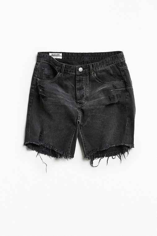 Urban Outfitters One Teaspoon Black Van Destructed Denim Short,washed Black,30